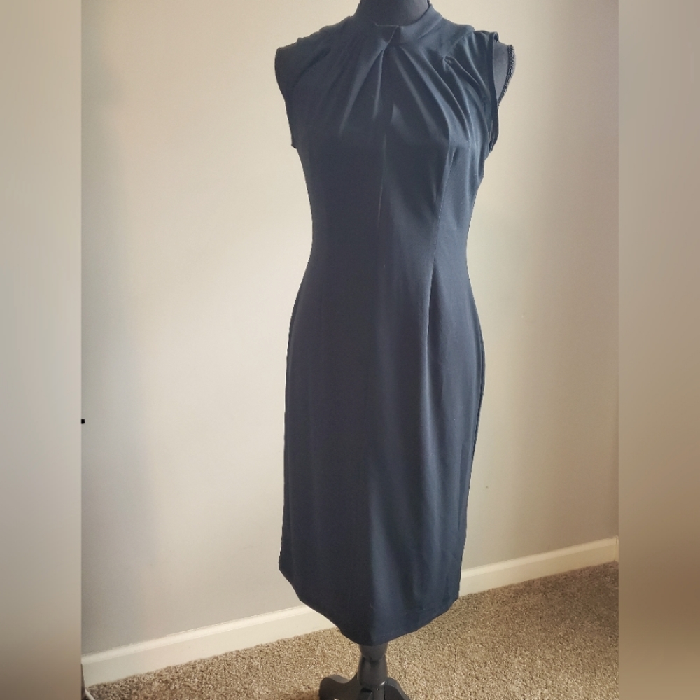 INC Keyhole Collar Dress Black Size M